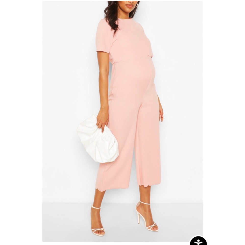 Maternity Scallop Nursing Culottes Jumpsuit